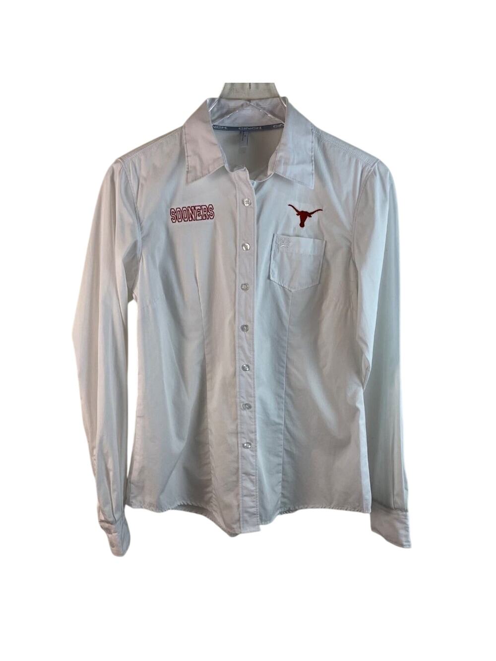 Cinch White OU Sooners & Univ. of Texas Longhorns Women’s Shirt Size Medium
